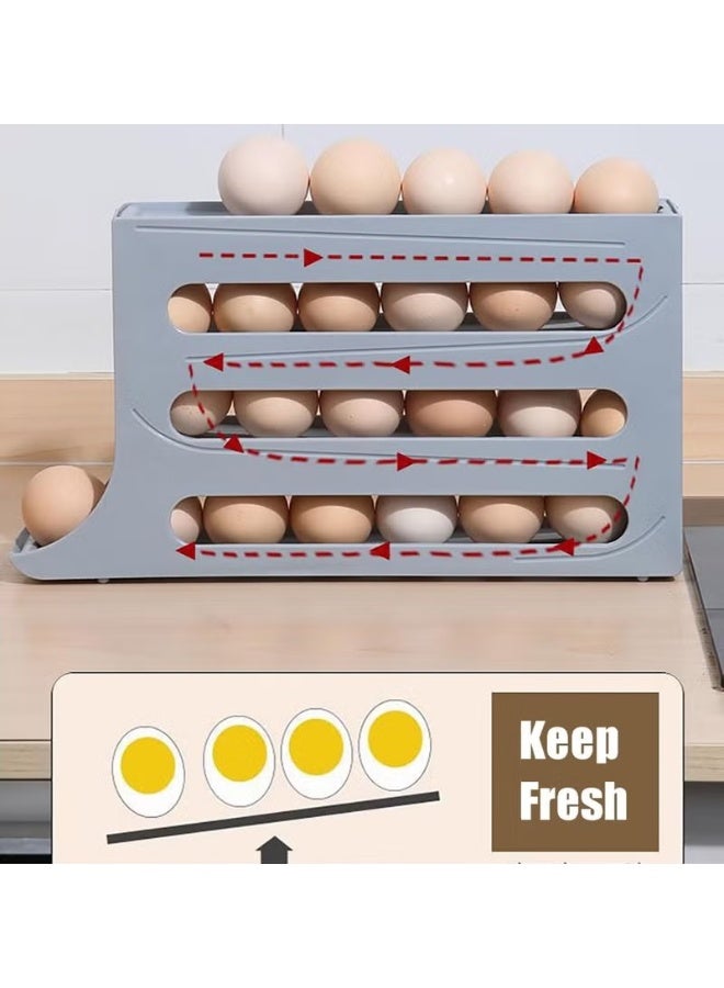 4-Tier Egg Holder & Rolling Dispenser 30-Egg Capacity, Egg Storage for Refrigerator, Automatic Egg Rolling Holder Organizer For Fridge Space Saving. - Image 2